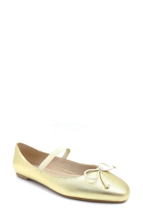 Myra Mary Jane Flat in Soft Gold Leather