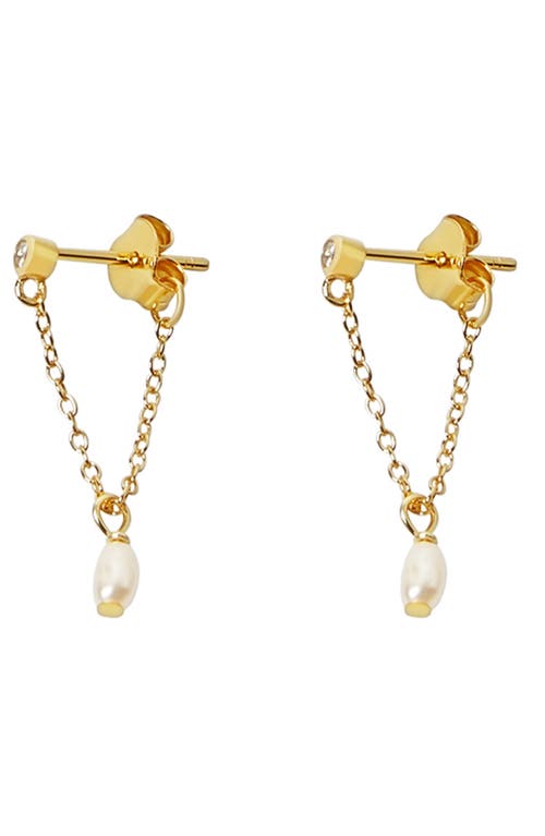 Argento Vivo Sterling Silver Imitation Pearl Shaky Front/Back Earrings in Gold