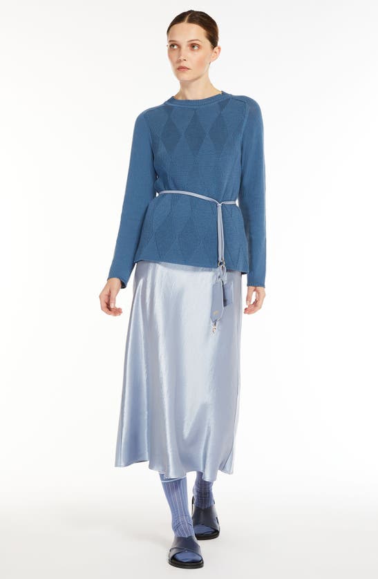 Shop Max Mara Alessio Satin Midi Skirt In Sky Blue