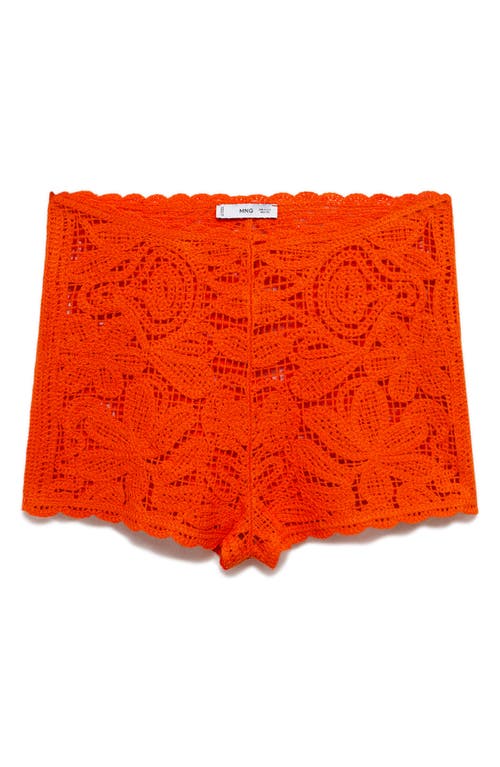 Shop Mango Floral Lace Shorts In Orange