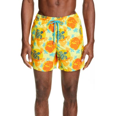 Vilebrequin Mappemonde Dots Swim Trunks, Yellow