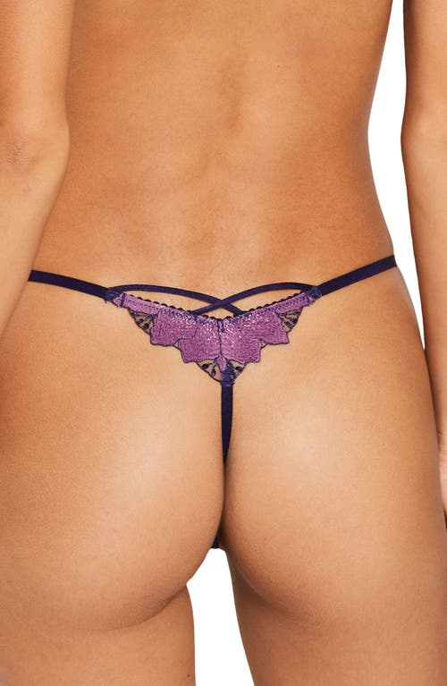 Shop Etam Exaltee Embroidered Tulle G-string In Blueberry