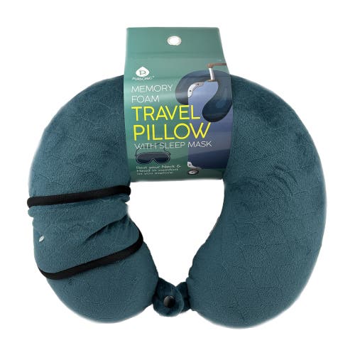 Pursonic Memory Foam Travel Pillow With Sleep Mask In Teal