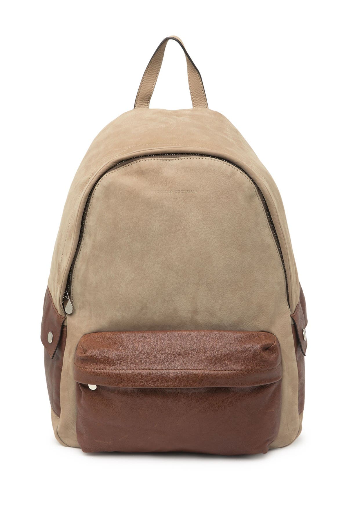 Brunello Cucinelli Suede & Leather Backpack In Tan