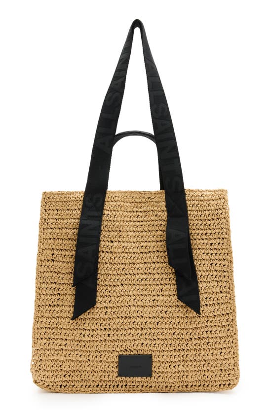 Shop Allsaints Lullah Straw Tote Bag In Almond