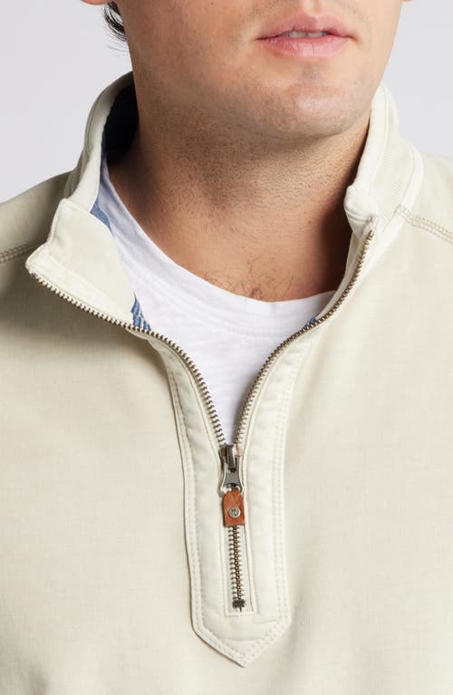 Tommy Bahama French Terry Half Zip Pullover In Warm Mist