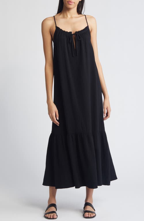 Shop Rails Marseille Organic Cotton Gauze Midi Dress In Black Gauze