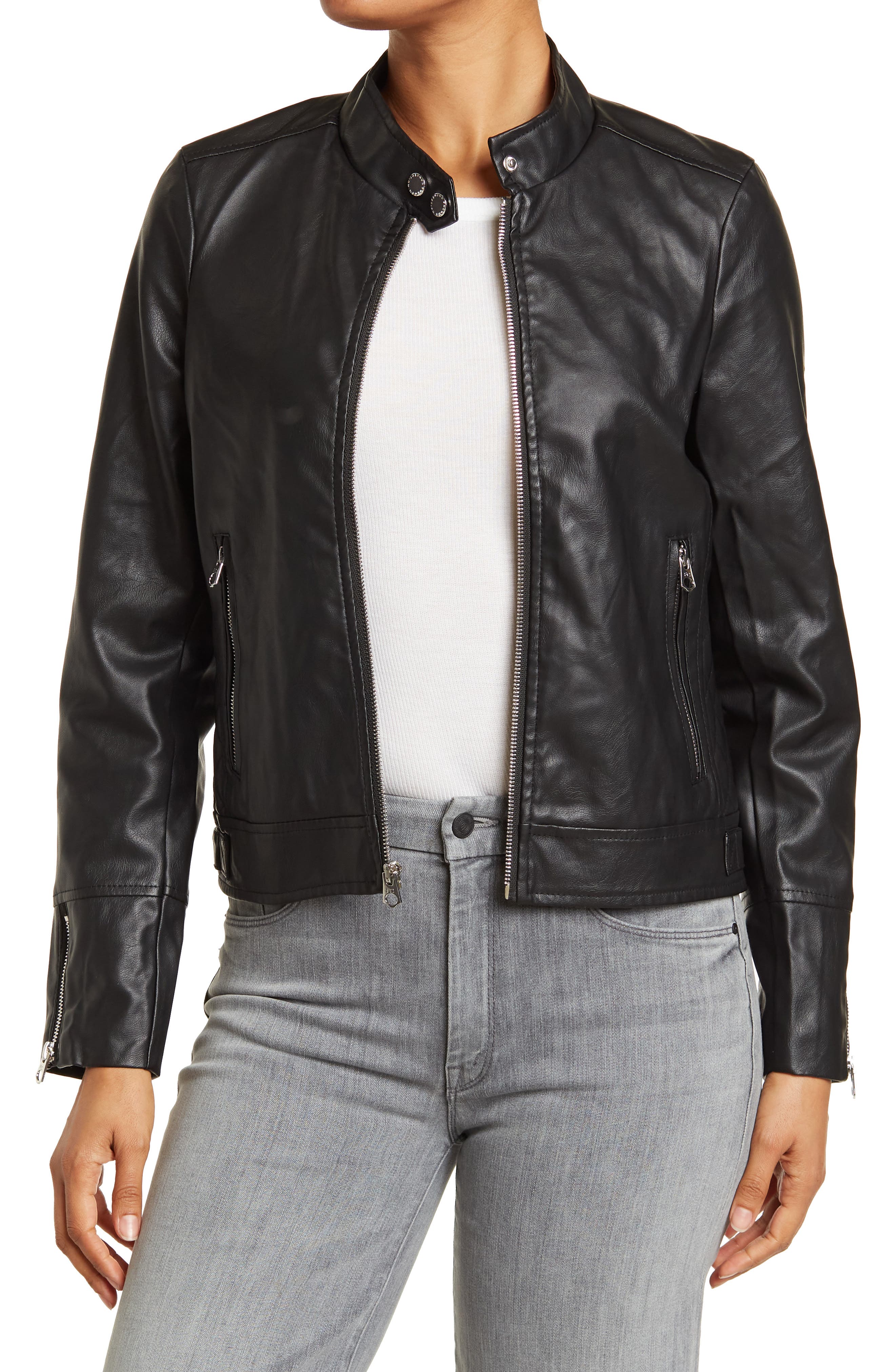quilted faux leather jacket
