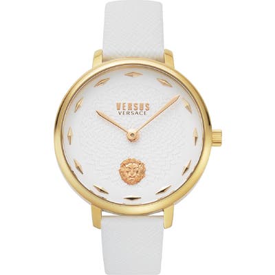 Versus Versace La Villette Leather Strap Watch,