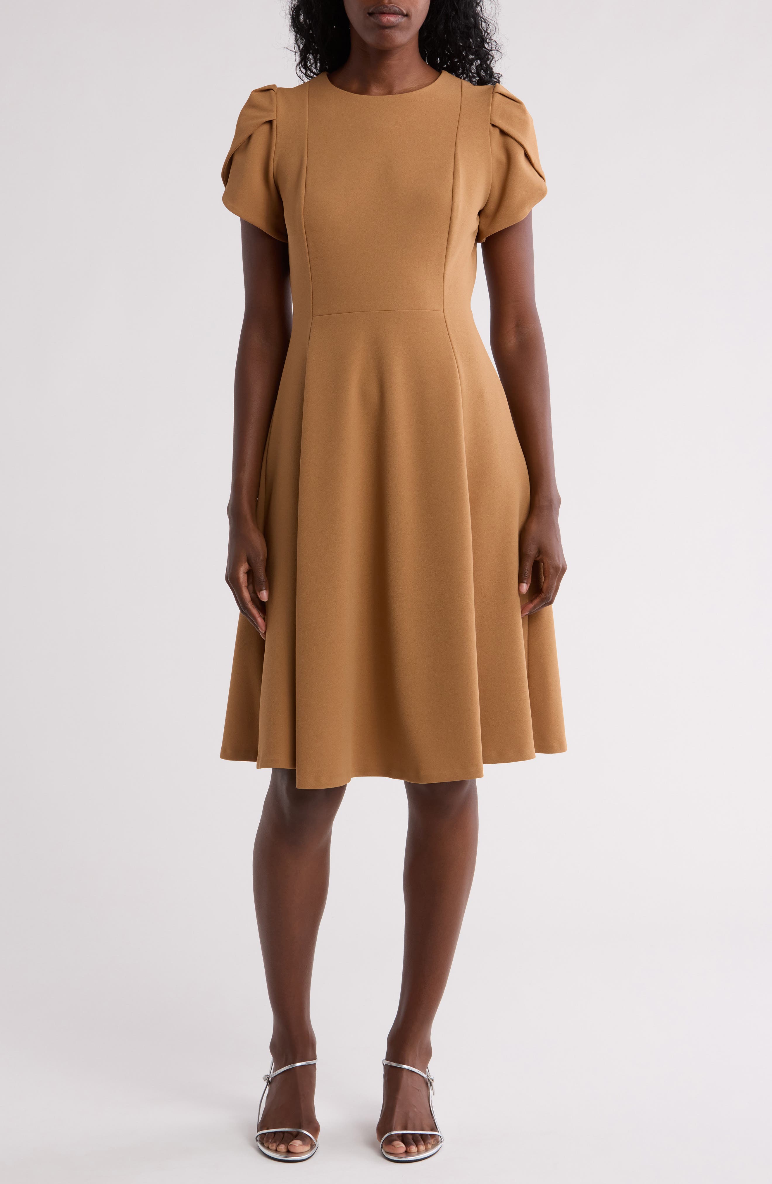 Calvin Klein Tulip Sleeve Fit & Flare Dress