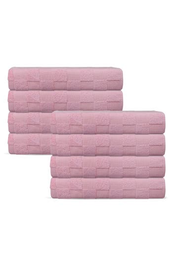 Shop Brooks Brothers Waffle Terry 8-piece Turkish Cotton Hand Towels In Blush