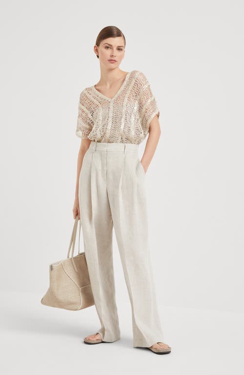 Shop Brunello Cucinelli Wide Pleated Trousers In Sand