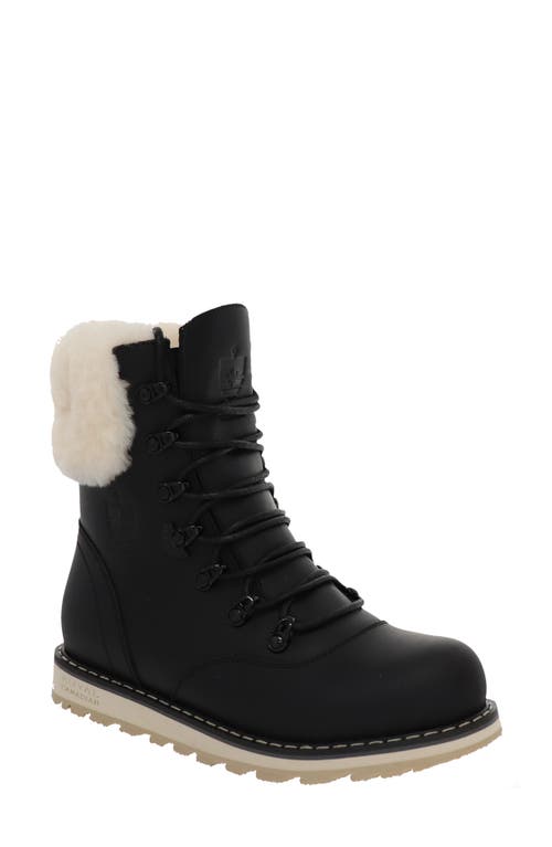 Royal Canadian Cambridge Waterproof Boot with Genuine Shearling Trim in Black Lager