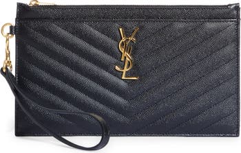 SAINT LAURENT Monogram quilted leather pouch BLACK – Top Quality