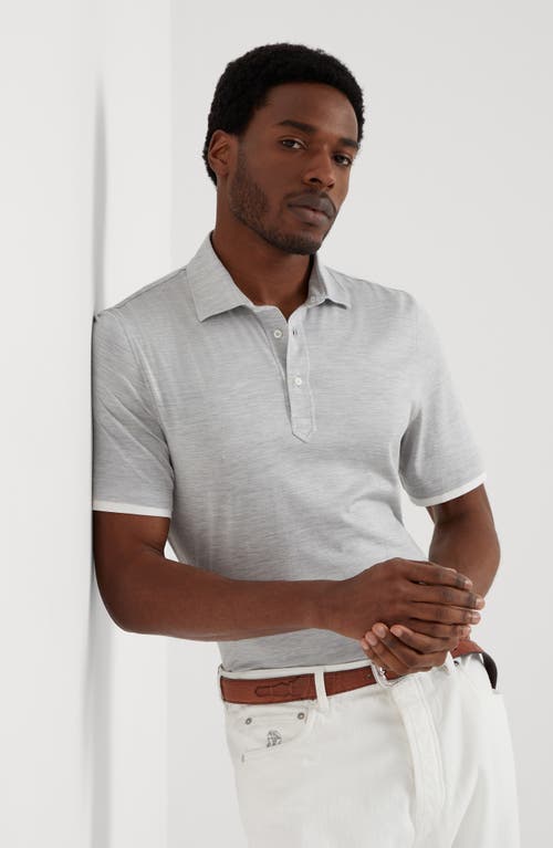 Shop Brunello Cucinelli Jersey Polo Shirt In Pearl Grey