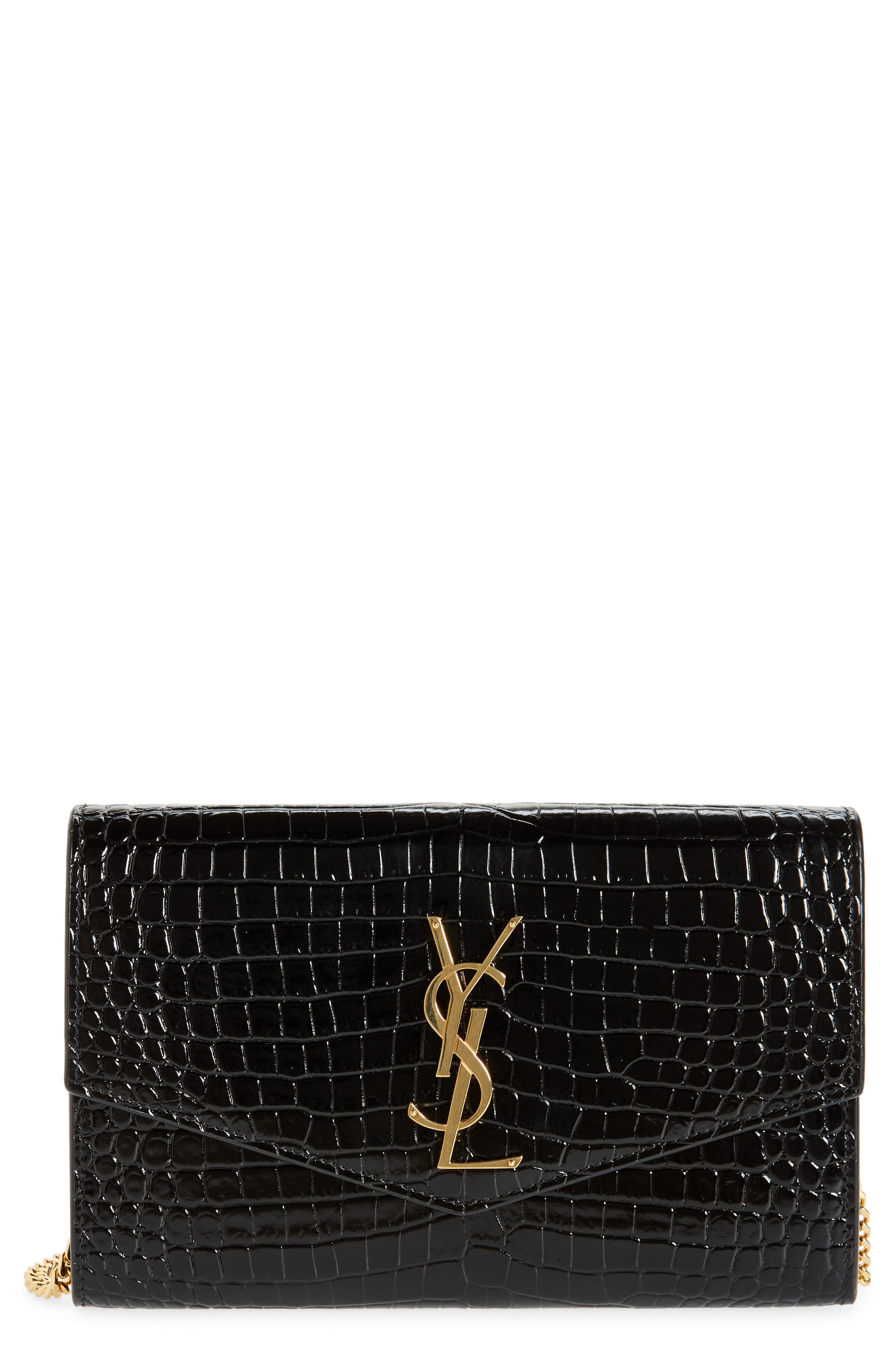 ysl uptown chain wallet crocodile