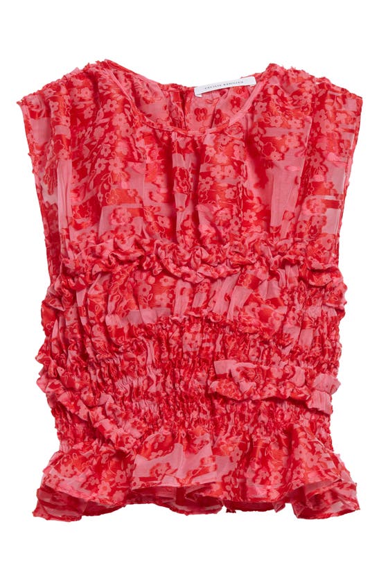 Cecilie Bahnsen Uphi Floral Sleeveless Top In Magenta / Red
