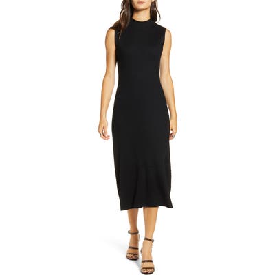 All In Favor Ribbed Midi Sweater Dress, Black