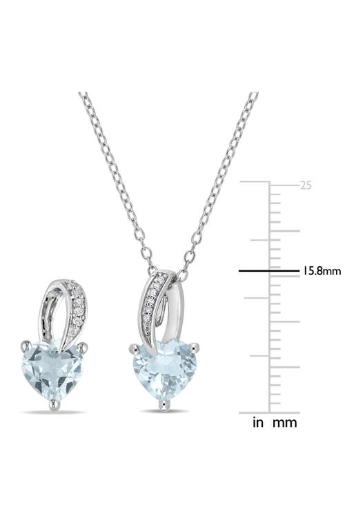 Delmar Heart-cut Aquamarine & Diamond Necklace & Stud Earrings Set In Blue