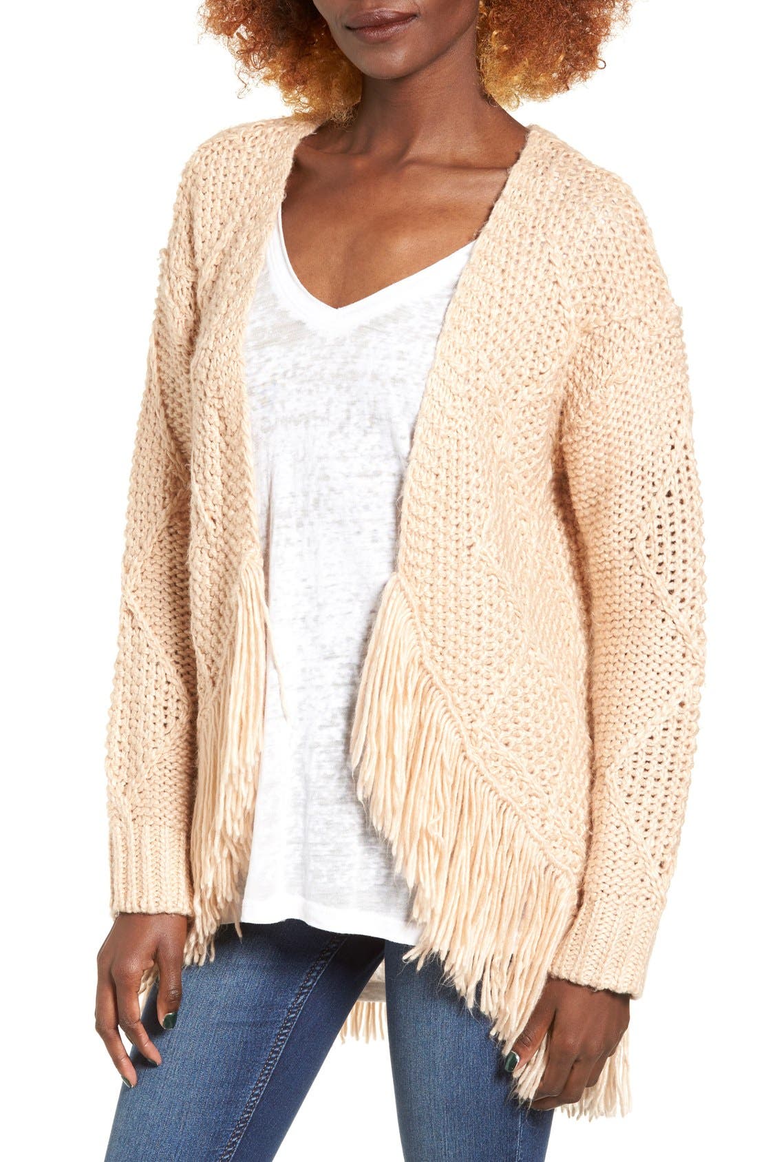 Cotton Emporium Fringe Open Front Cardigan Nordstrom