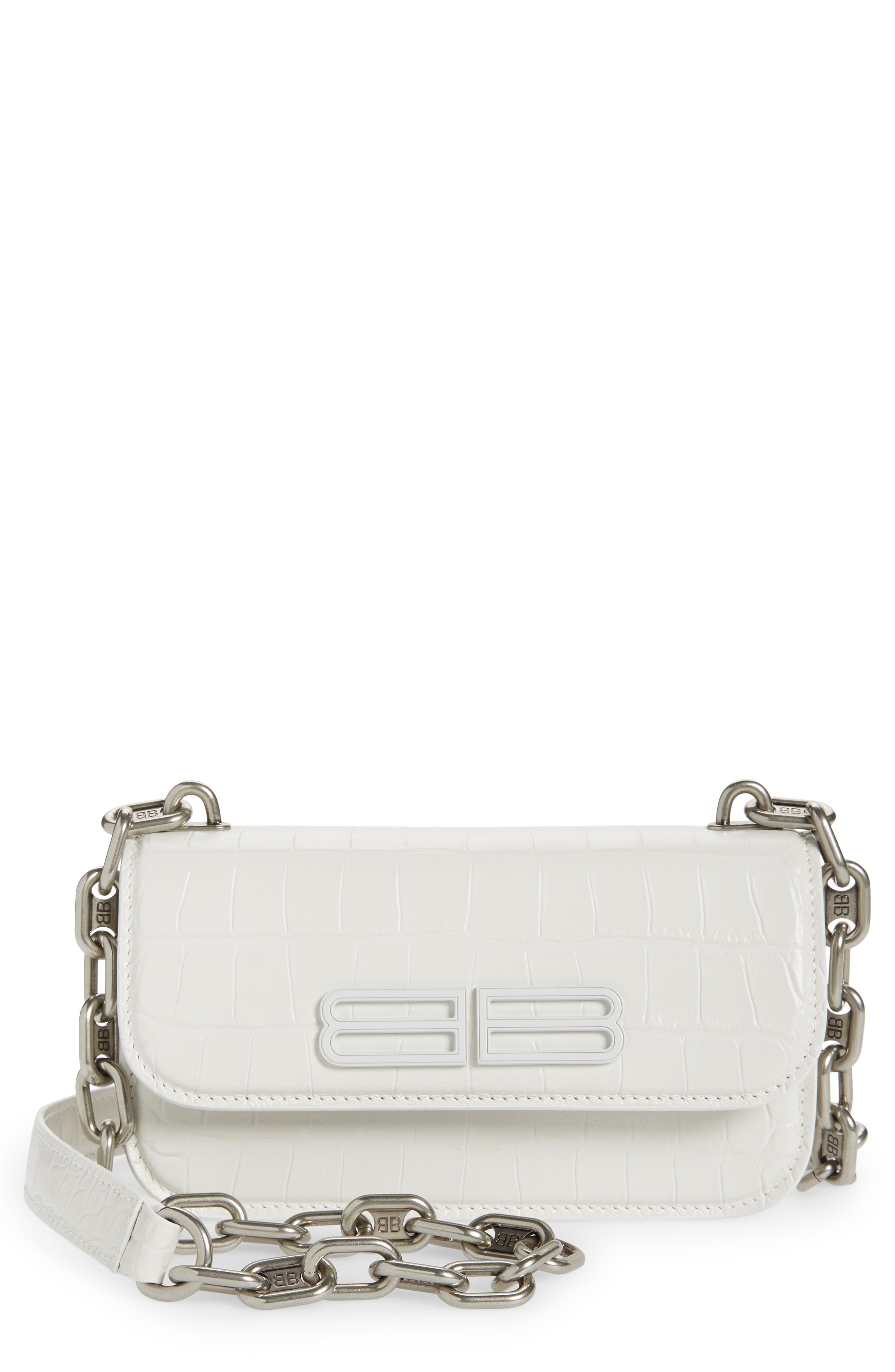 BB chain leather crossbody bag