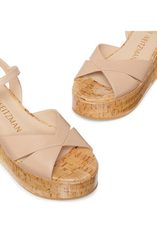 Stuart Weitzman Carmen Midi Wedge Sandal In Adobe