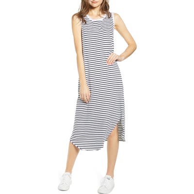 Frank & Eileen Stripe Relaxed Asymmetrical Hem Tank Dress, White