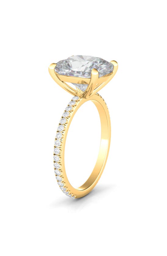 Hautecarat Everyday By Cushion & Pavé Lab Created Diamond 18k Gold Ring In 18k Yellow Gold