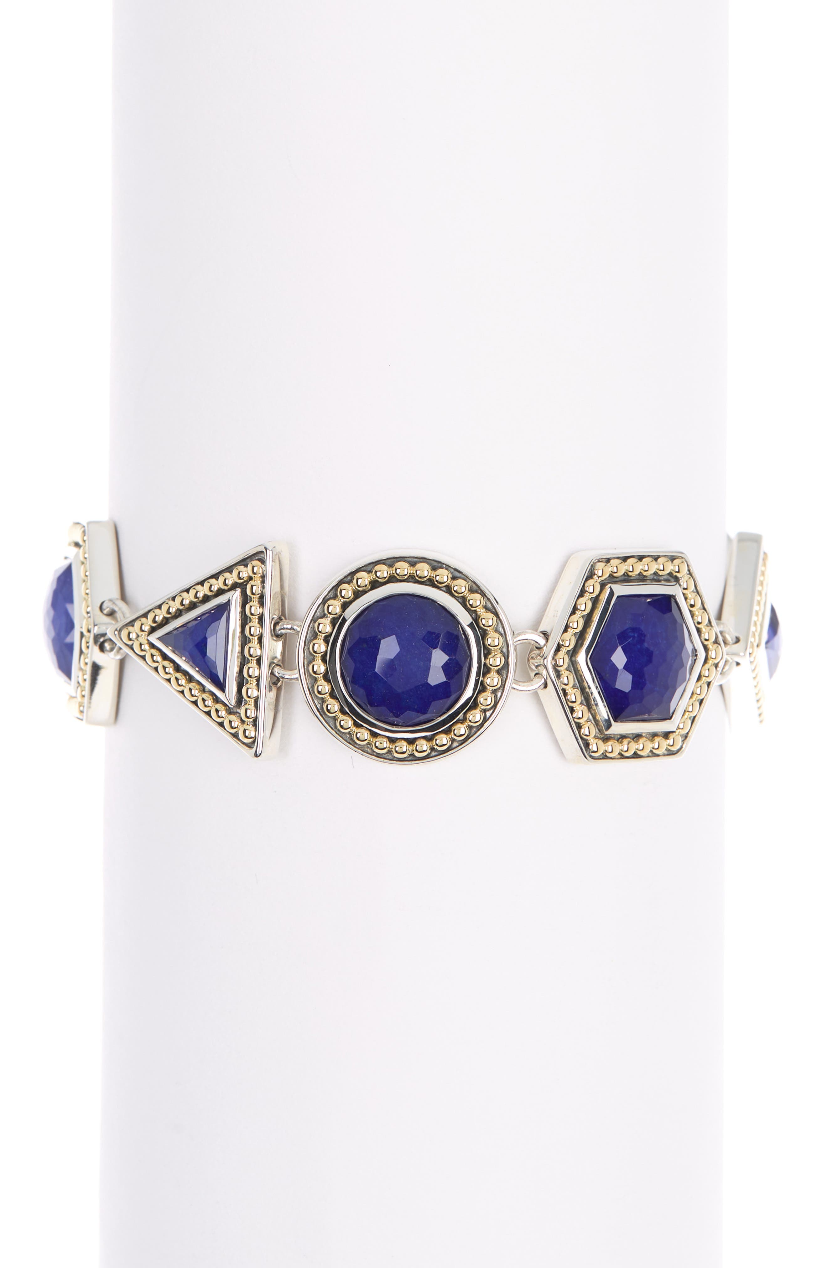 LAGOS 18K GOLD & STERLING SILVER LAPIS TREASURE CHEST BRACELET