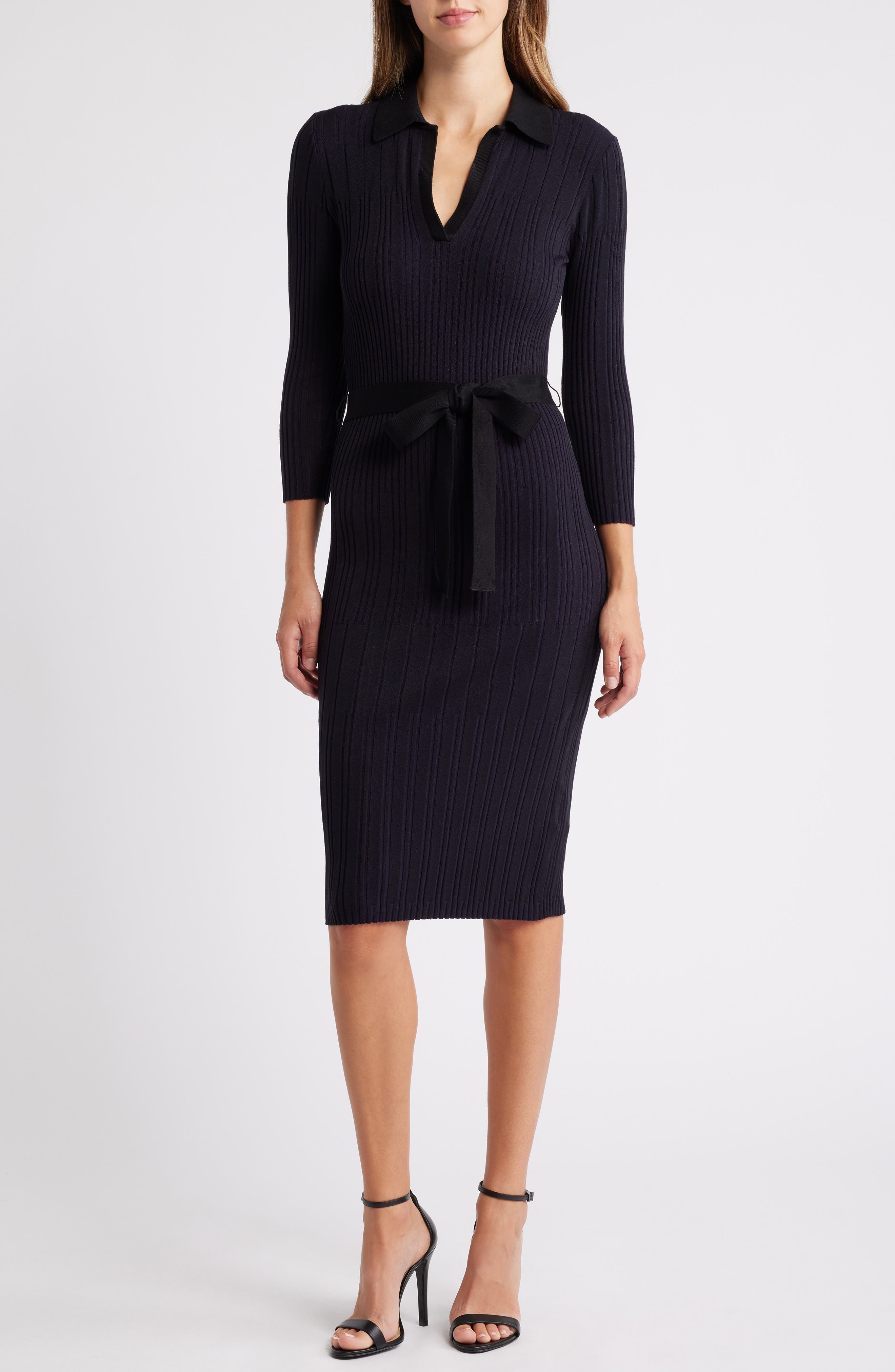 Eliza J Long Sleeve Polo Sweater Dress ...