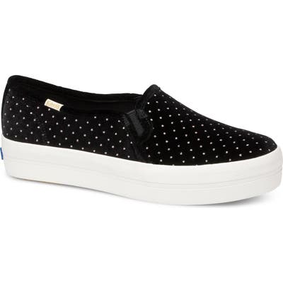Keds For Kate Spade New York Triple Decker Glitter Slip-On Sneaker, Black