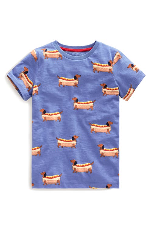Mini Boden Kids' Print Cotton T-shirt In Surf Blue Hot Dog