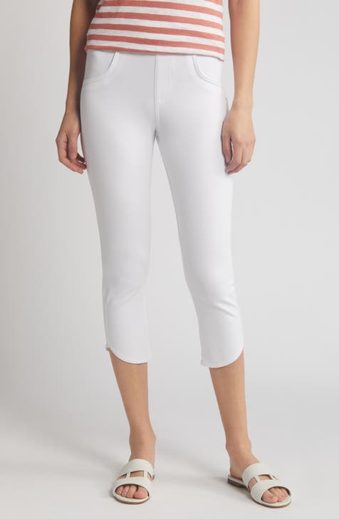 Hue Leggings Womens Large 14 16 White Joggers Stretch Cropped