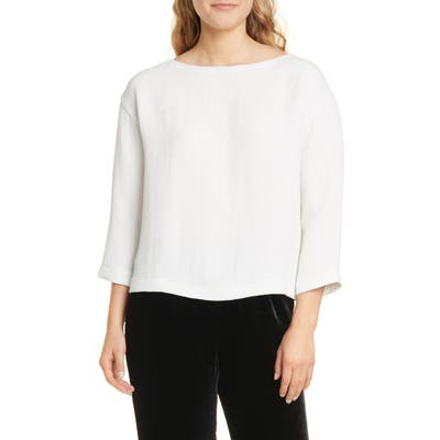 Eileen Fisher Bateau Neck Boxy Top, Beige