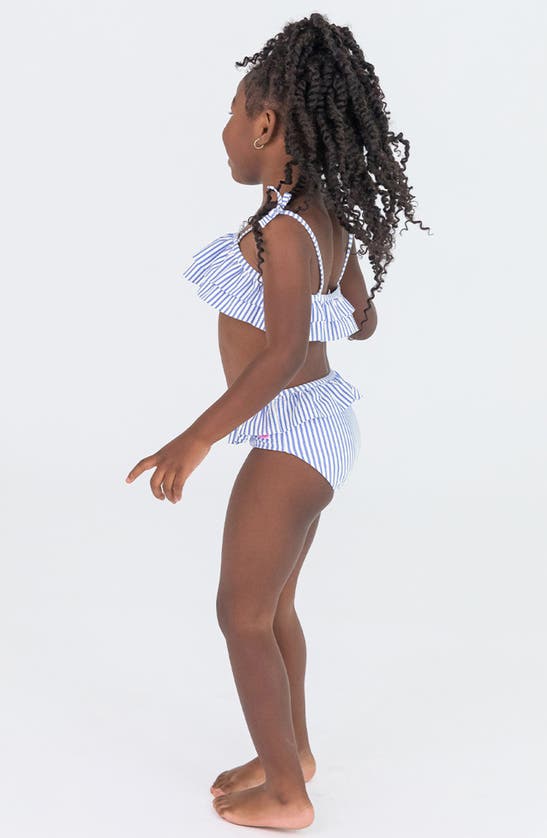 Shop Rufflebutts Kids' Ruffle Seersucker Two-piece Swimsuit In Periwinkle