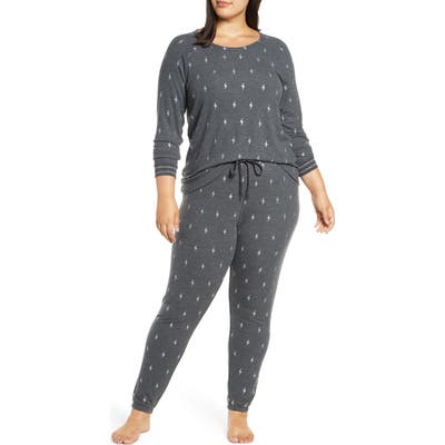 Plus Size Pj Salvage Just Peachy Jersey Pajamas, Grey