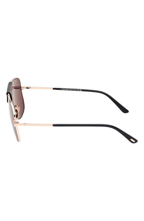 Shop Tom Ford <br />tex 62mm Navigator Sunglasses In Shiny Rose Gold Black/smoke