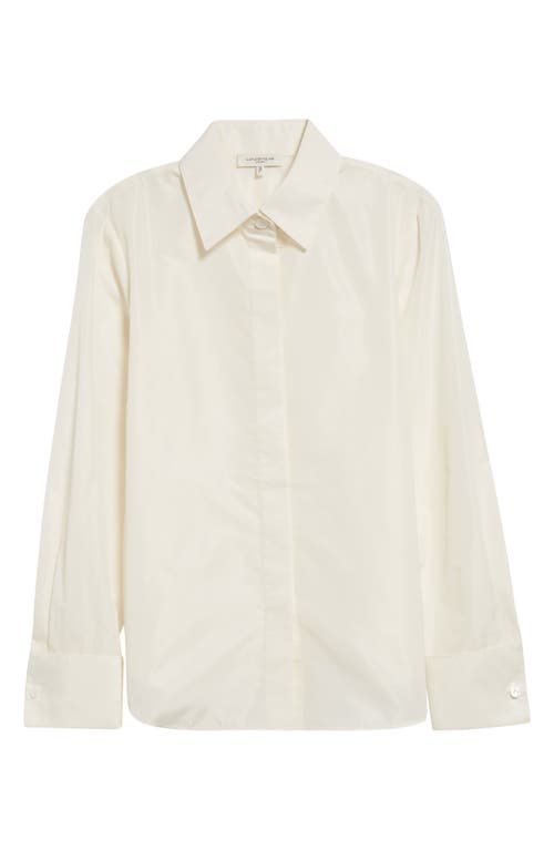 Shop Lafayette 148 New York Slim Fit Taffeta Button-up Shirt In Cloud