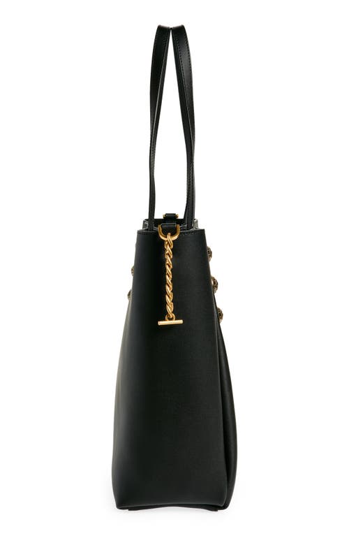 Shop Balmain Embleme Leather Shopping Bag In 0pa Black