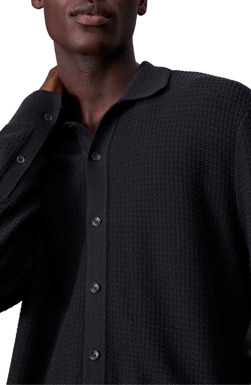 Shop Rag & Bone Hayes Textured Knit Button-up Shirt In Black