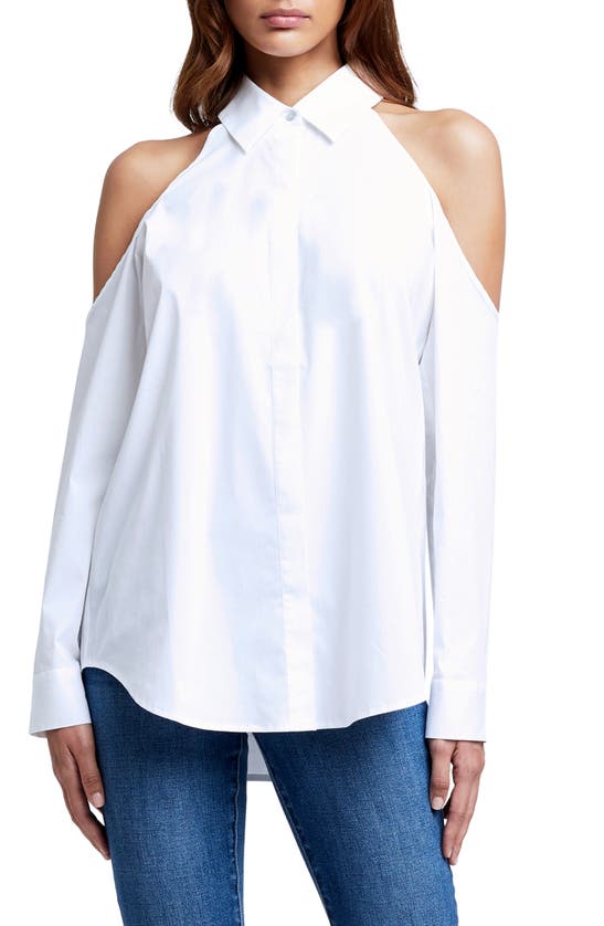 L'agence Morgan Cotton-blend Cold-shoulder Shirt In White