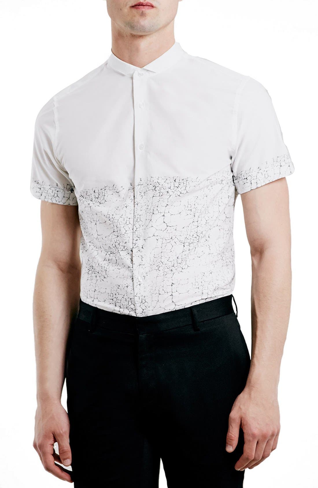 Topman Slim Fit Short Sleeve Rock Print Shirt Nordstrom