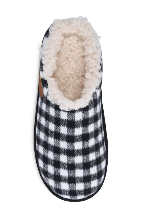 Gaahuu Buffalo Check Faux Shearling Lined Slipper In Black/white