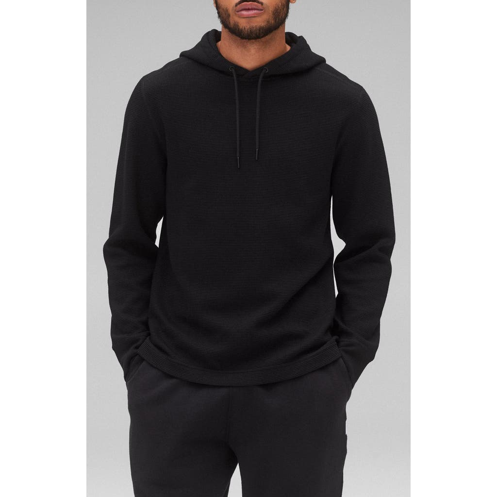 Reigning Champ Lightweight Cotton Blend Waffle Hoodie In Black