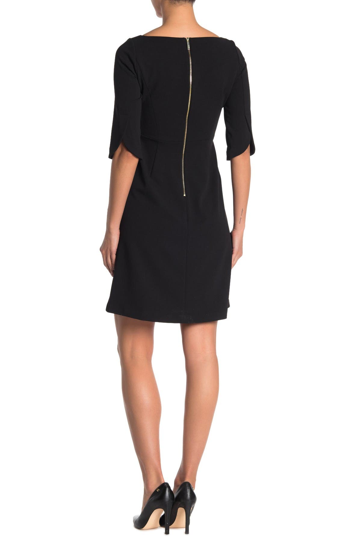 Calvin Klein Scuba Crepe 3/4 Sleeve Shift Dress HauteLook