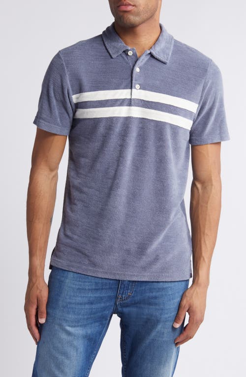 Faherty Cabana Surf Stripe Terry Cloth Polo In Blue