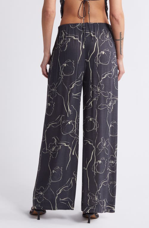 Shop Faithfull The Brand Aureli Floral Wide Leg Pants In Calla Print/charred Navy