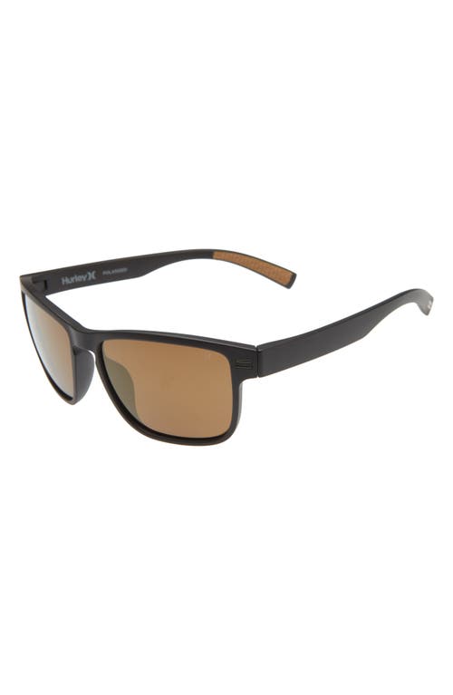 Shop Hurley Ogs 57mm Polarized Square Sunglasses In Matte Black/brown Base