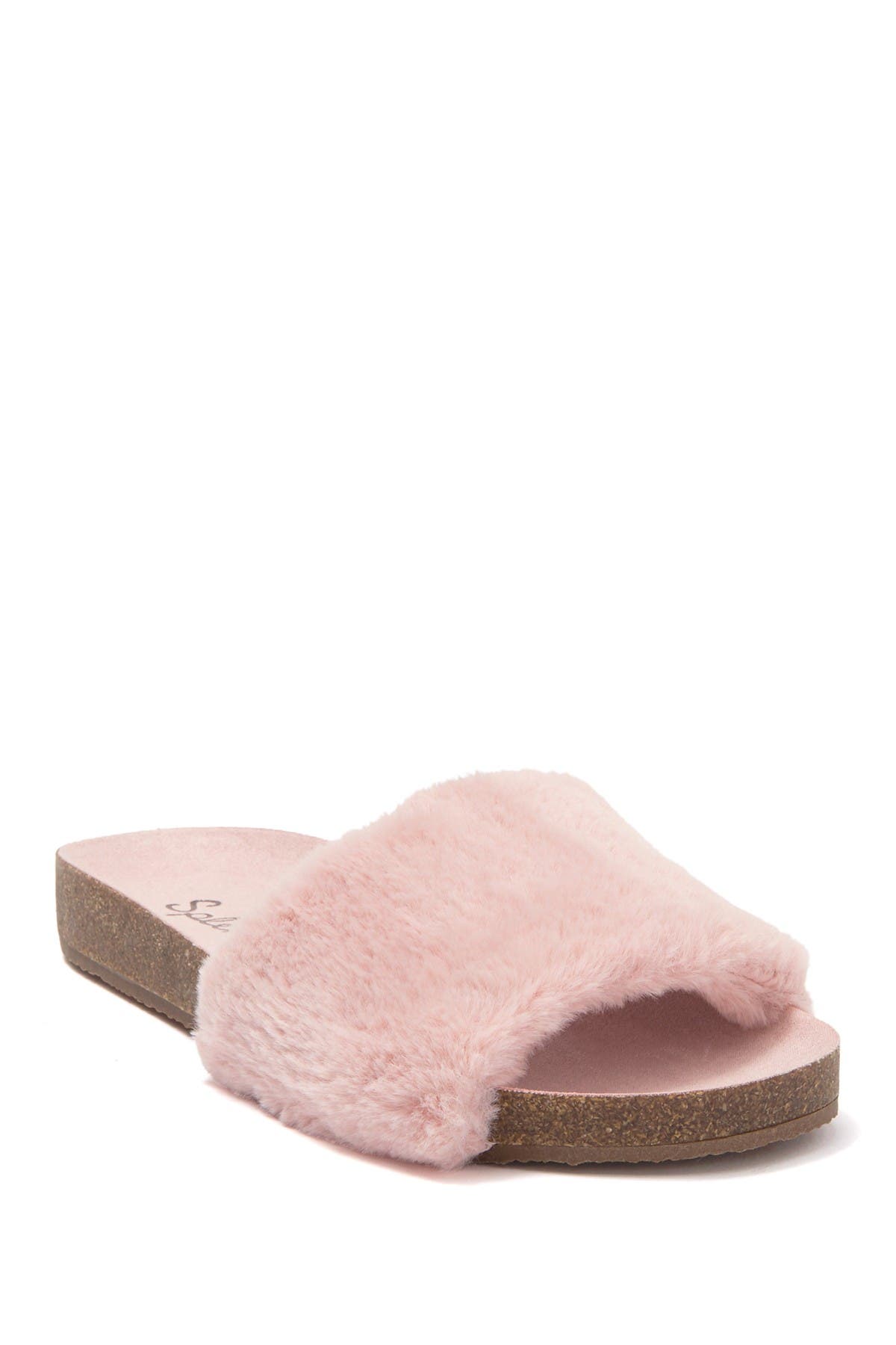 Splendid Rachel Faux Fur Slide Sandal In Mauve
