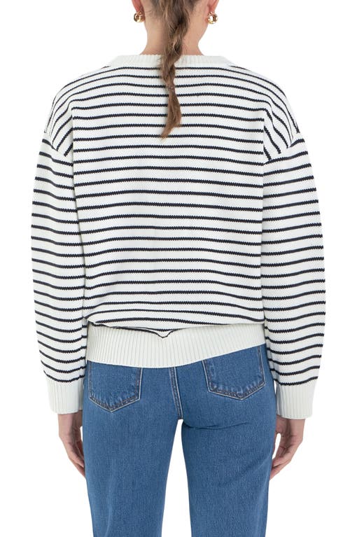 English Factory Friday Stripe Sweater In Ivory/ Black